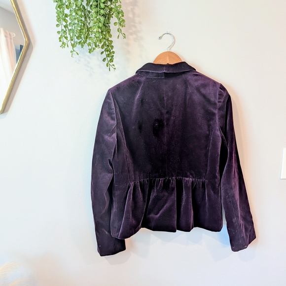 J Crew  Purple Velvet Peplum Jacket Size 12 - Picture 5 of 9